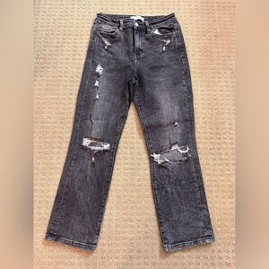 Vervet Distressed Gray Straight Leg Jeans